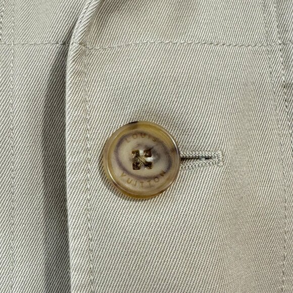 LOUIS VUITTON Beige Cotton Men's Blazer Military Jacket Marked as "56" - Picture 5 of 16